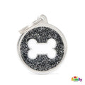 Black Big Disc Glitter White Bone