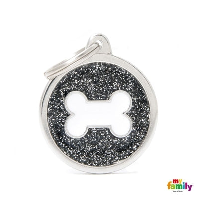 Black Big Disc Glitter White Bone