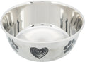 Bowl, stainless steel with heart/paws